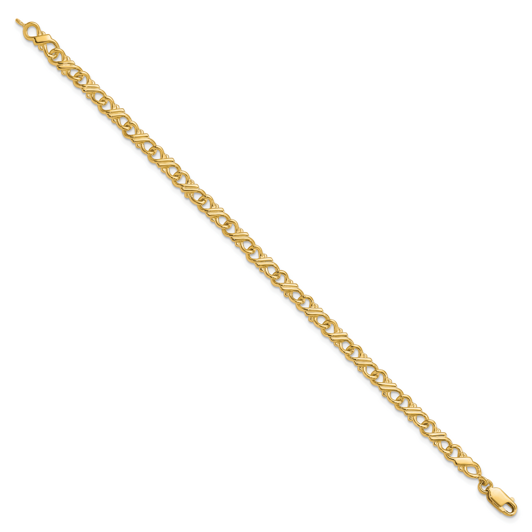 10K Yellow Gold Solid Fancy Bracelet 7 Inch