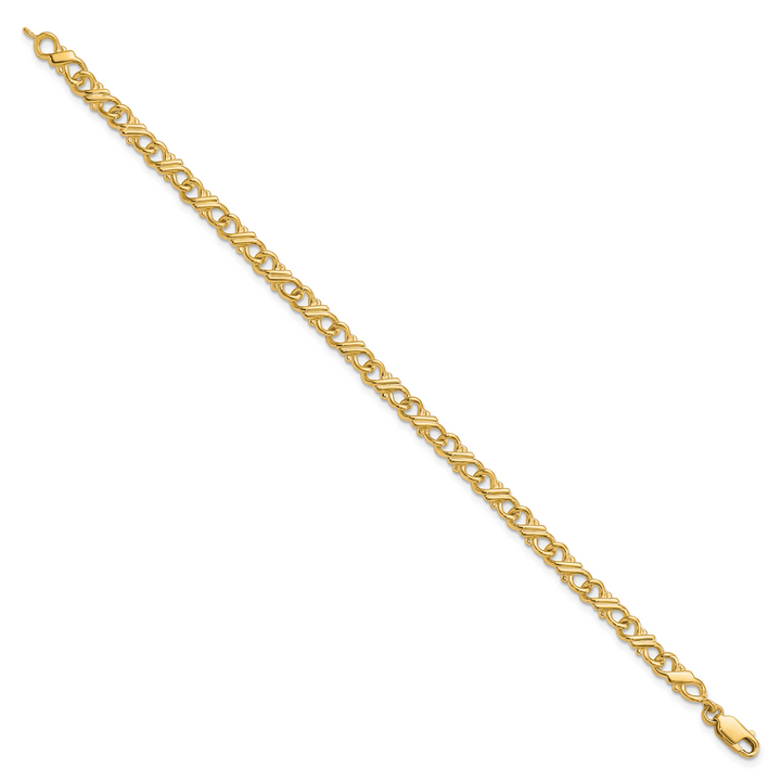 10K Yellow Gold Solid Fancy Bracelet 7 Inch