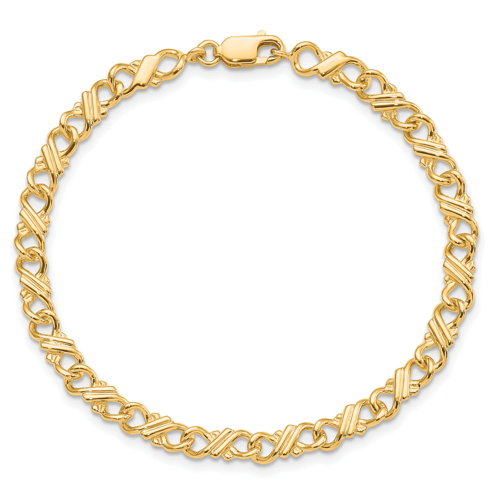 10K Yellow Gold Solid Fancy Bracelet 7 Inch