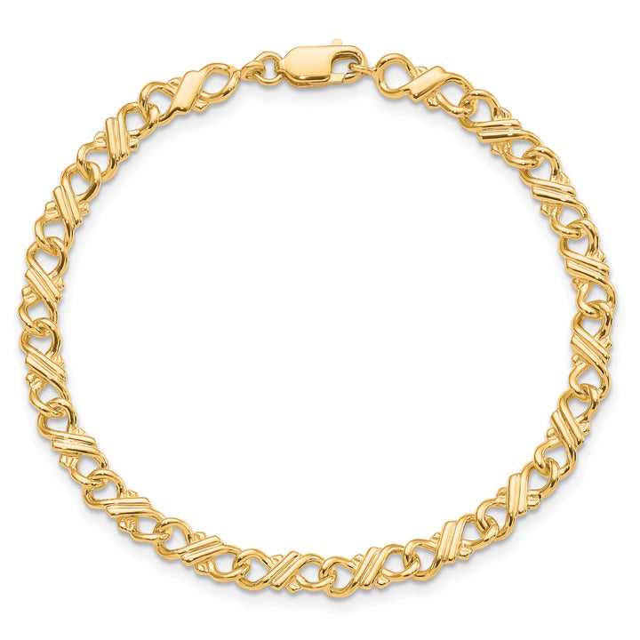 10K Yellow Gold Solid Fancy Bracelet 7 Inch