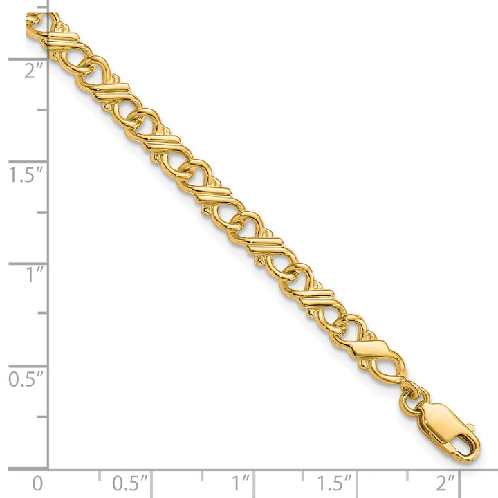 10K Yellow Gold Solid Fancy Bracelet 7 Inch