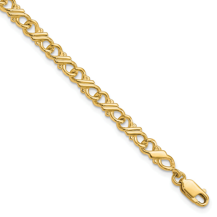 10K Yellow Gold Solid Fancy Bracelet 7 Inch