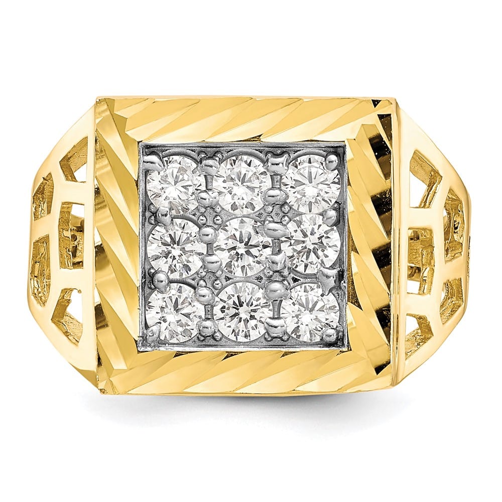 10k Yellow Gold 3 mm 14 mm Top CZ Men's Ring