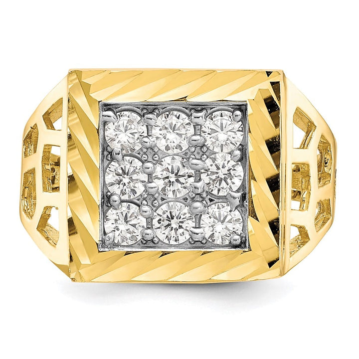 10k Yellow Gold 3 mm 14 mm Top CZ Men's Ring