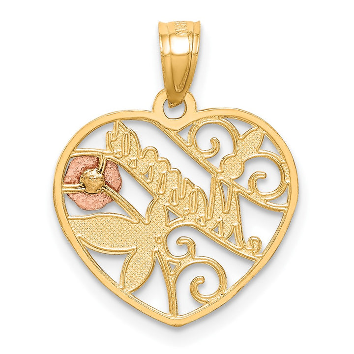 Lovely Rita's Pendants & Charms 10K Two-Tone Gold Solid Polished D.C. Small Mama in Heart Pendant