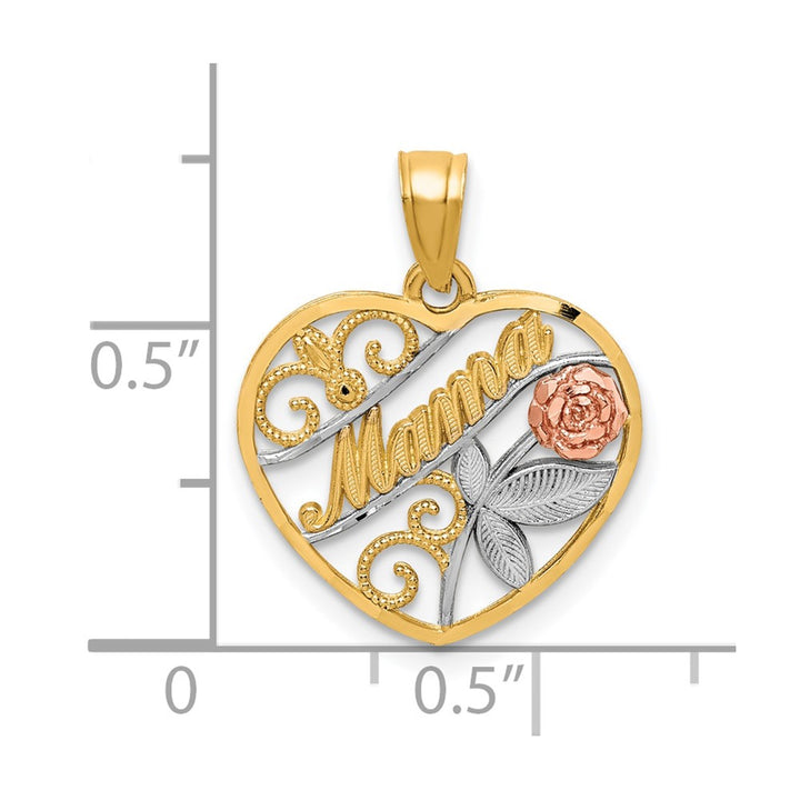 Lovely Rita's Pendants & Charms 10K Two-Tone Gold Solid Polished D.C. Small Mama in Heart Pendant