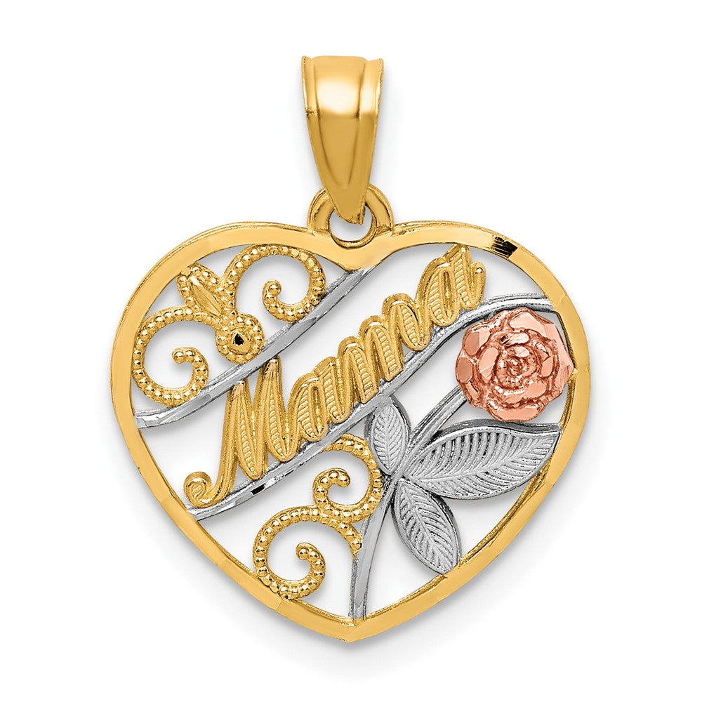 Lovely Rita's Pendants & Charms 10K Two-Tone Gold Solid Polished D.C. Small Mama in Heart Pendant