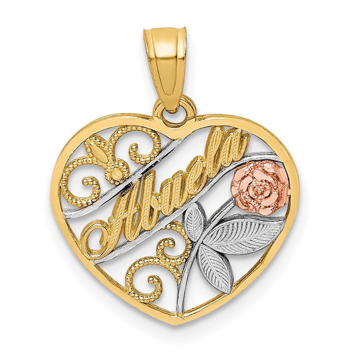 Lovely Rita's Pendants & Charms 10K Two-Tone Gold Solid Polished Small Abuela in Heart Pendant
