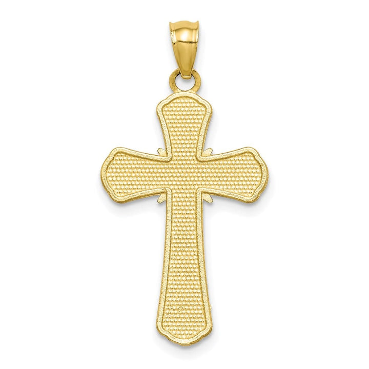 Lovely Rita's Pendants & Charms 10K Yellow Gold Solid Polished Textured Large Crucifix Pendant