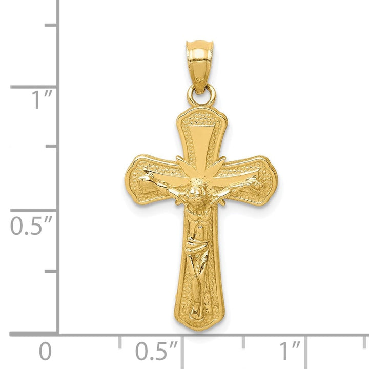 Lovely Rita's Pendants & Charms 10K Yellow Gold Solid Polished Textured Large Crucifix Pendant