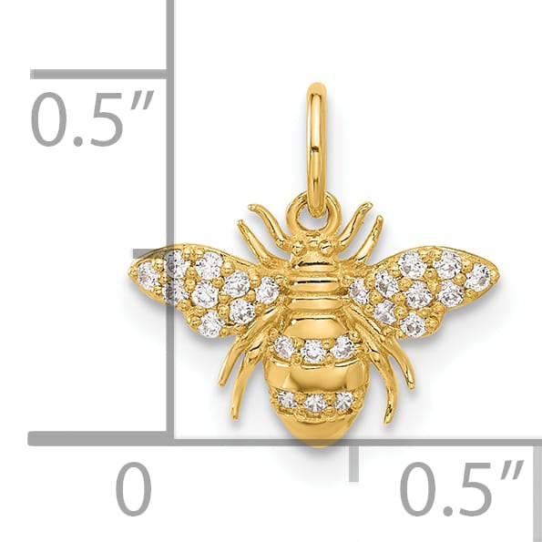 10K Yellow Gold Clear CZ Bee Charm