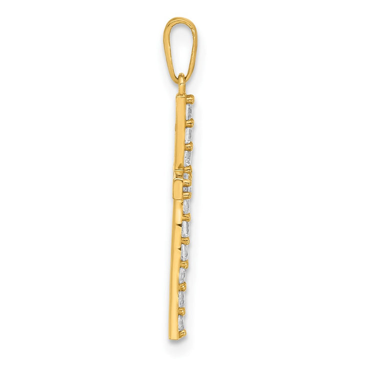 Lovely Rita's Pendants & Charms 10K Yellow Gold Polished Medium CZ Latin Cross Charm