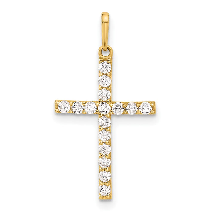 Lovely Rita's Pendants & Charms 10K Yellow Gold Polished Medium CZ Latin Cross Charm