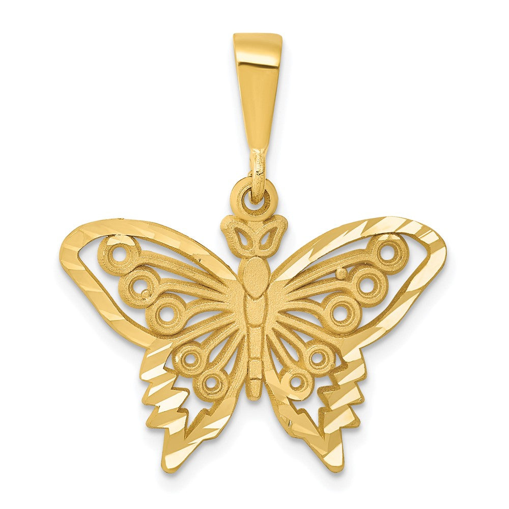 Lovely Rita's Pendants & Charms 10K Yellow Gold Solid Polished Large Butterfly Charm