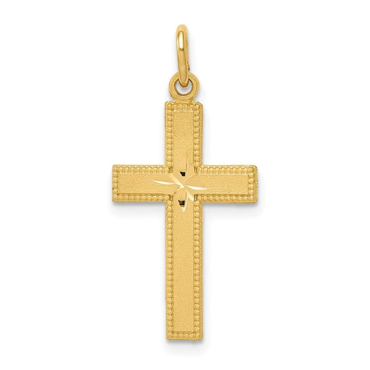 Lovely Rita's Pendants & Charms 10K Yellow Gold Solid Polished Satin D.C. Large Latin Cross Pendant