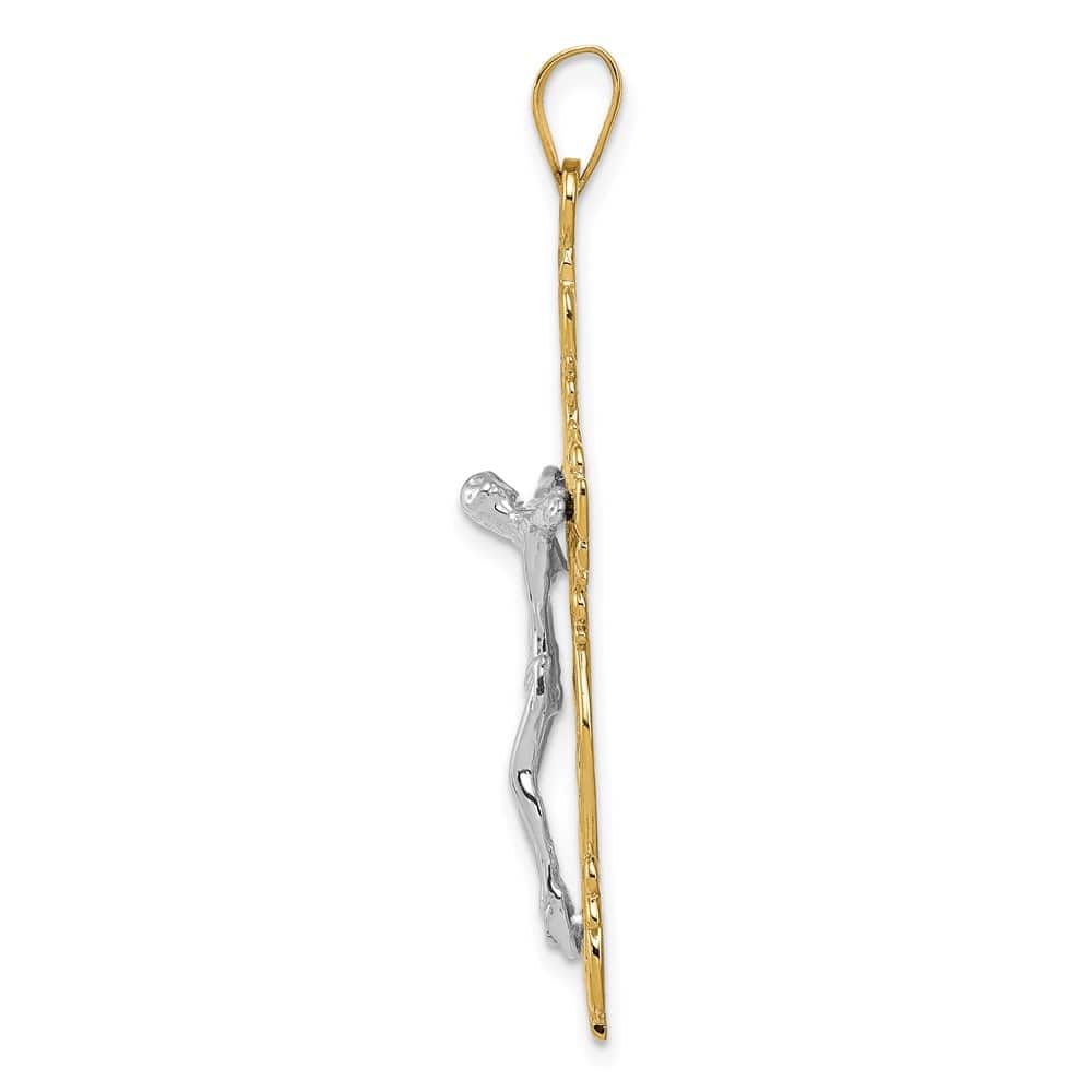 Lovely Rita's Pendants & Charms 10K Two-Tone Gold D.C. Extra Large Fleur de Lis Crucifix Pendant