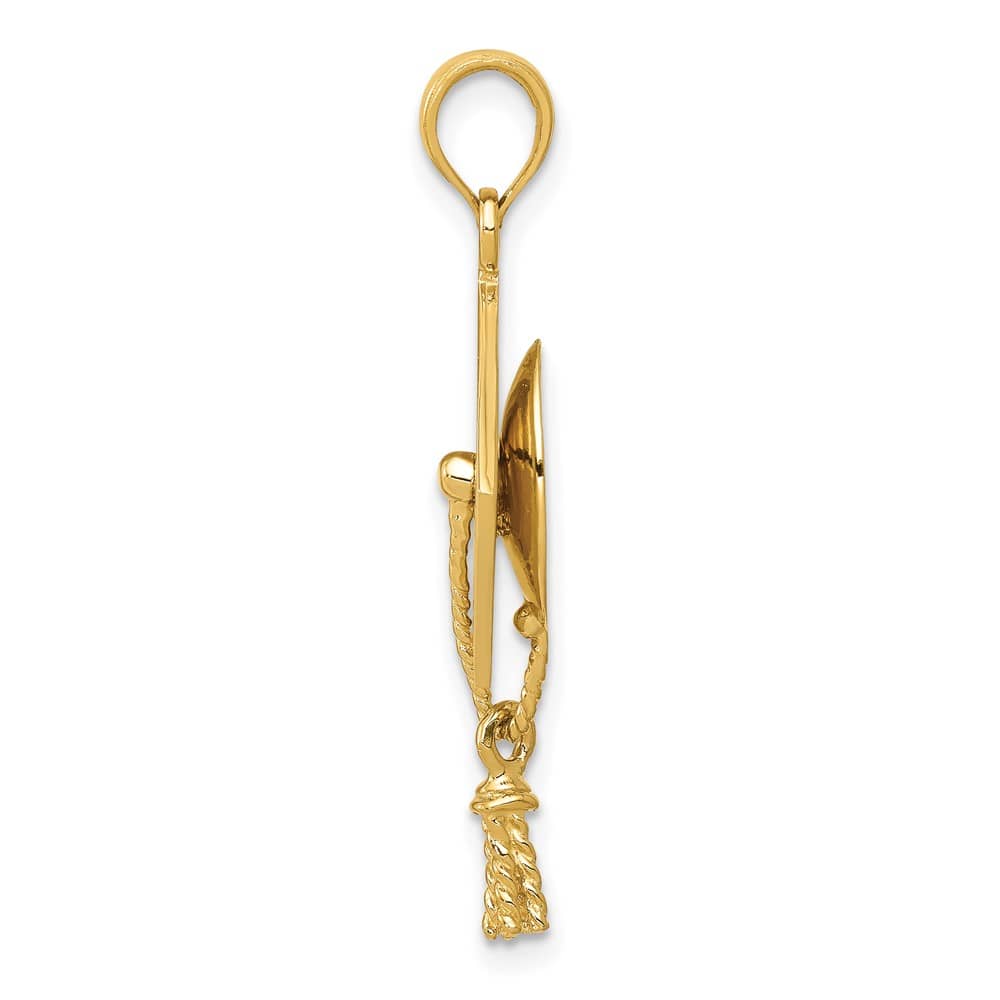 10K Yellow Gold Solid Polished 3-D Large Graduation Cap Pendant