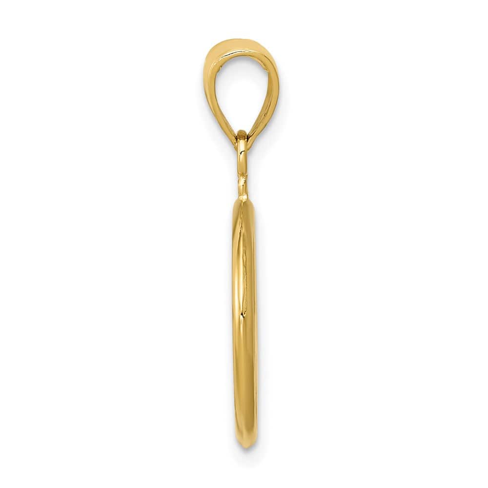 10K Yellow Gold Solid Polished 3-D Extra Large Peace Sign Pendant
