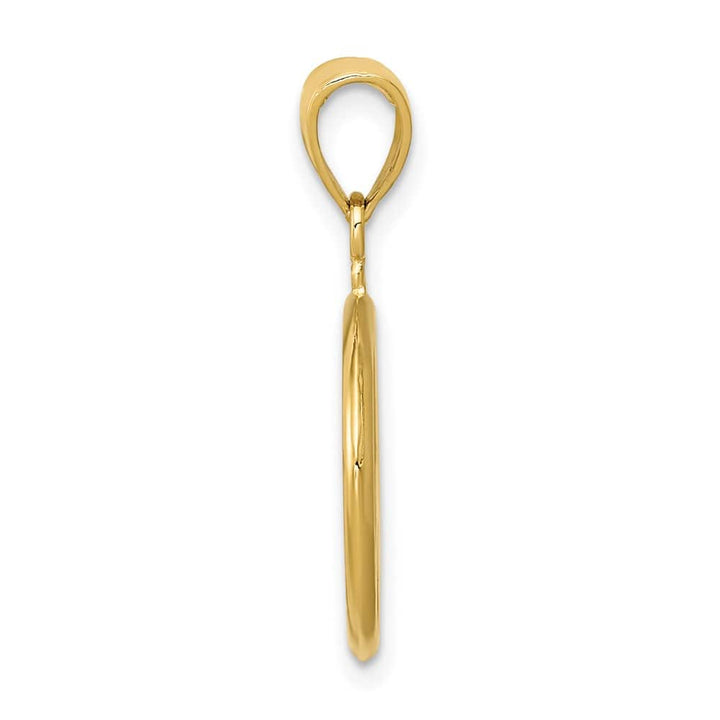 10K Yellow Gold Solid Polished 3-D Extra Large Peace Sign Pendant