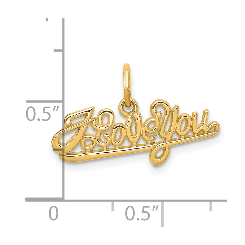 Lovely Rita's Pendants & Charms 10K Yellow Gold Solid Polished Petite I Love You Script Charm