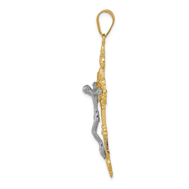 Lovely Rita's Pendants & Charms 10K Two-Tone Gold Extra Large INRI Fleur de Lis Crucifix Pendant