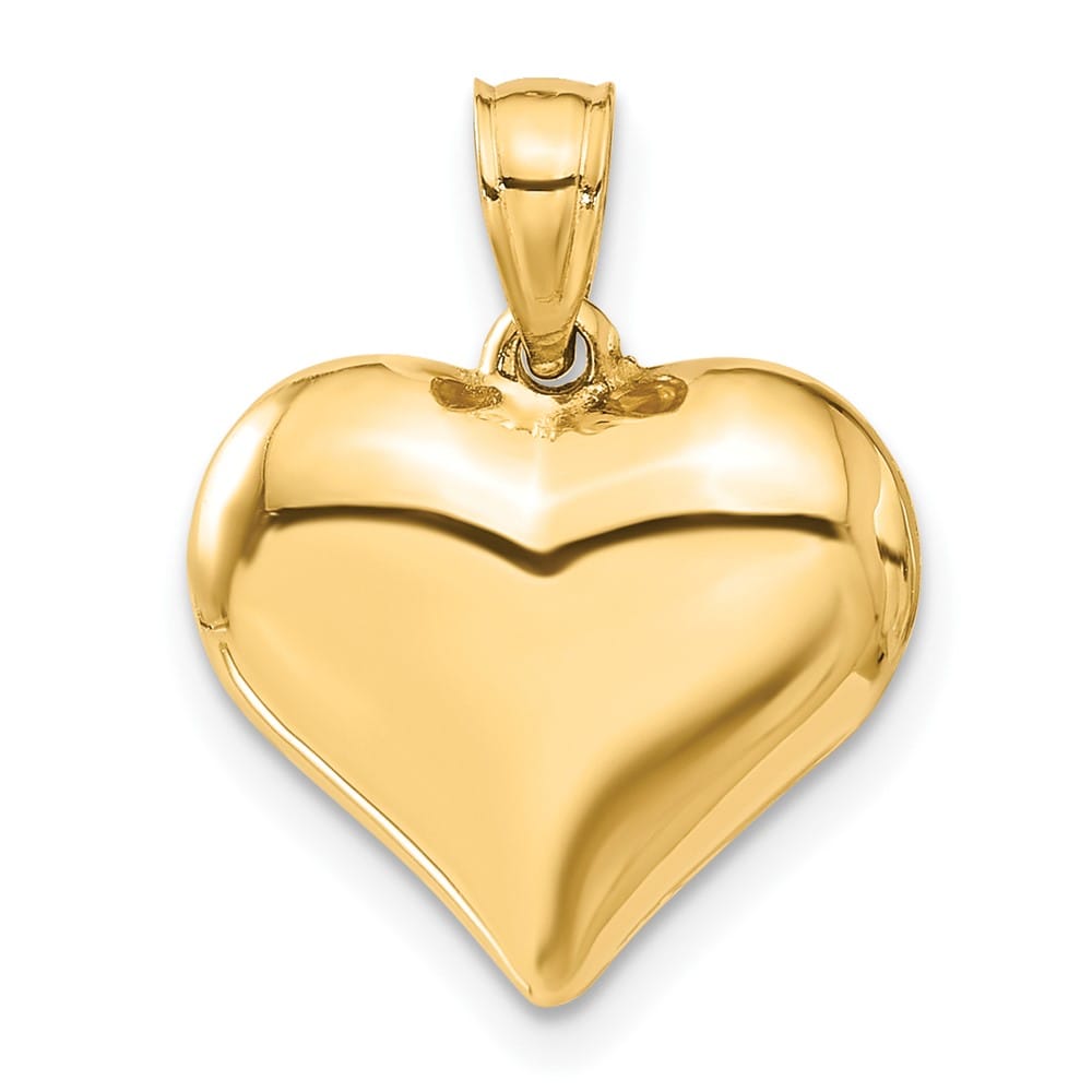 Lovely Rita's Pendants & Charms 10K Yellow Gold Hollow Polished 3-D Medium Puffed Heart Pendant