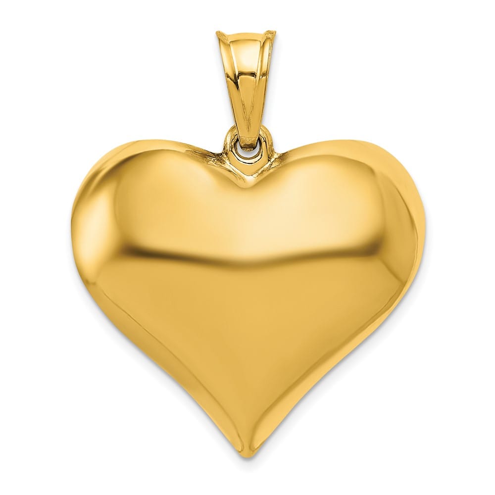 Lovely Rita's Pendants & Charms 10K Yellow Gold Hollow Polished 3-D Large Puffed Heart Pendant