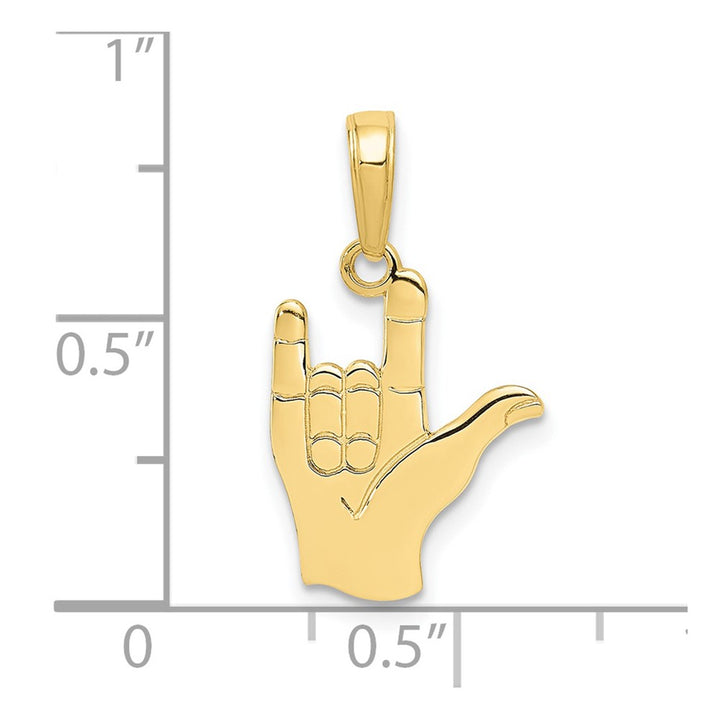 Lovely Rita's Pendants & Charms 10K Yellow Gold Solid Medium I Love You Hand / Sign Language Pendant