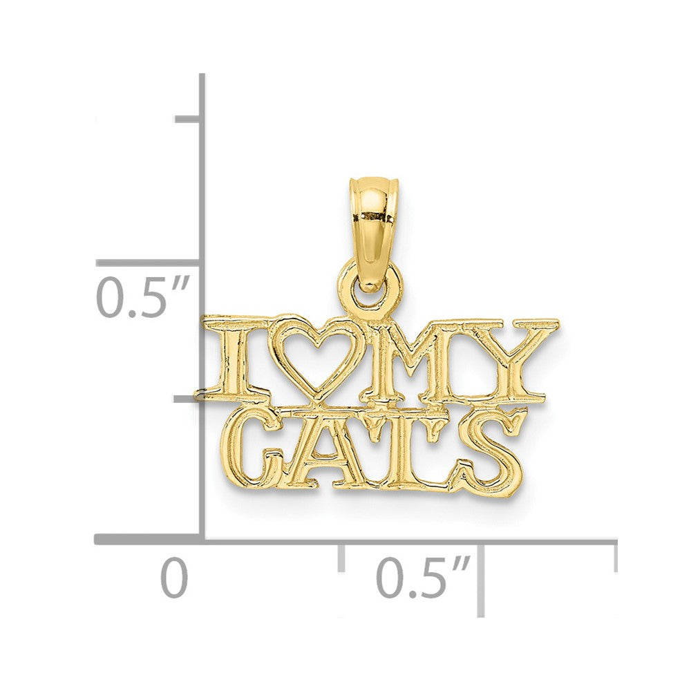 Lovely Rita's Pendants & Charms 10K Yellow Gold Solid Polished Small I Heart My Cats Charm