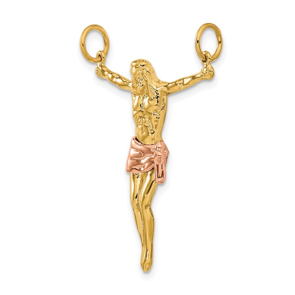 Lovely Rita's Pendants & Charms 10K Two-Tone Gold Solid Polished Large Rose Corpus Pendant
