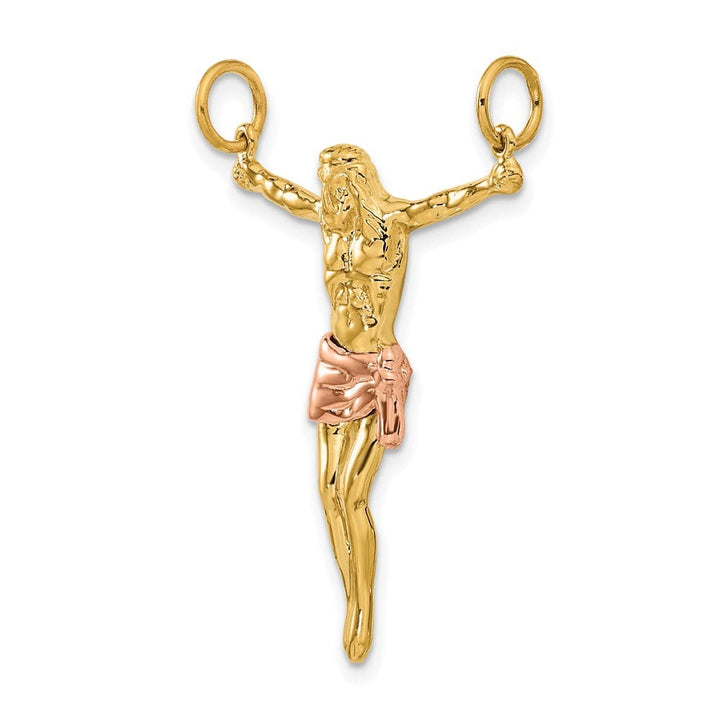Lovely Rita's Pendants & Charms 10K Two-Tone Gold Solid Polished Large Rose Corpus Pendant
