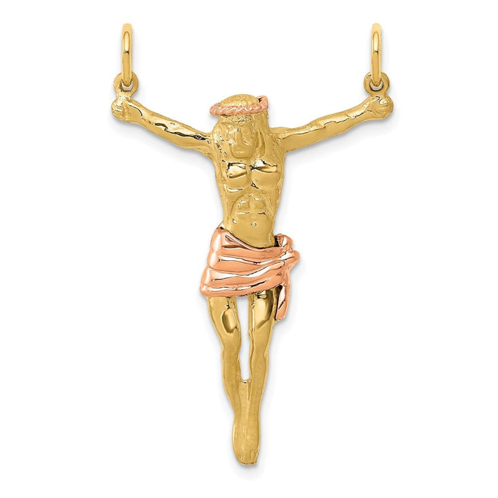 Lovely Rita's Pendants & Charms 10K Two-Tone Gold Solid Polished Large Rose Corpus Pendant