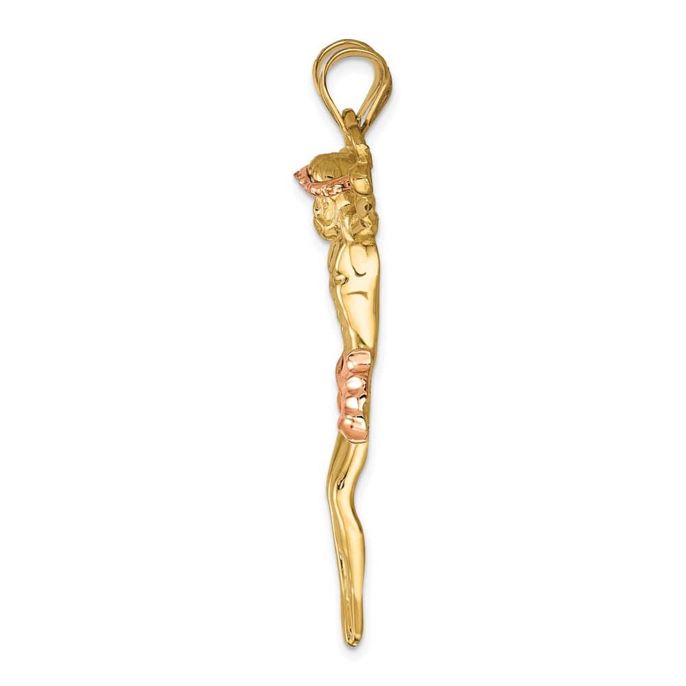 Lovely Rita's Pendants & Charms 10K Two-Tone Gold Solid Polished Extra Large Rose Corpus Pendant