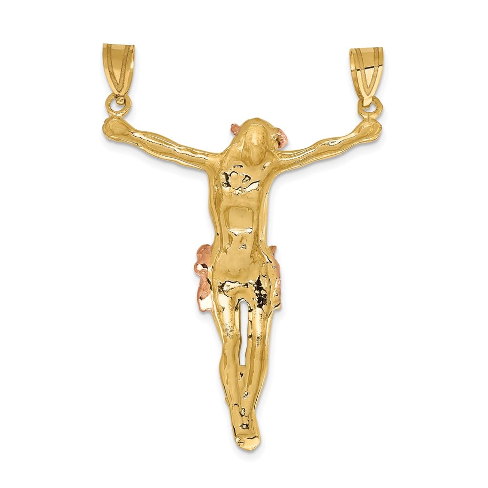 Lovely Rita's Pendants & Charms 10K Two-Tone Gold Solid Polished Extra Large Rose Corpus Pendant