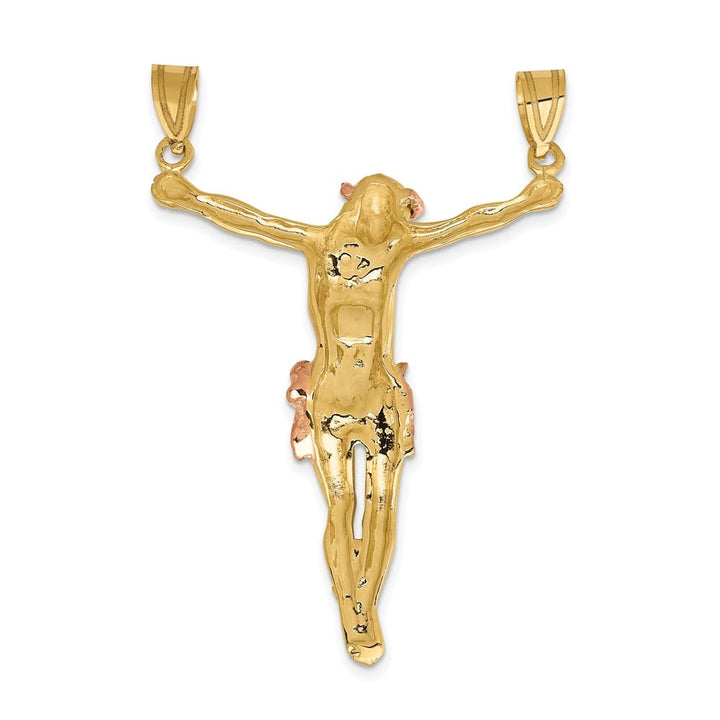Lovely Rita's Pendants & Charms 10K Two-Tone Gold Solid Polished Extra Large Rose Corpus Pendant