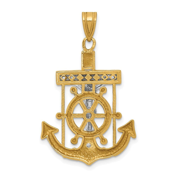Lovely Rita's Pendants & Charms 10K Two-Tone Gold Solid Polished D.C. Large Mariner's Crucifix Pendant