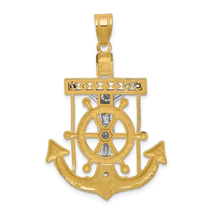 Lovely Rita's Pendants & Charms 10K Two-Tone Gold Polished D.C. Extra Large Mariner's Crucifix Pendant