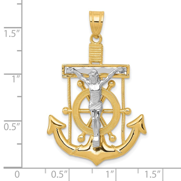 Lovely Rita's Pendants & Charms 10K Two-Tone Gold Polished D.C. Extra Large Mariner's Crucifix Pendant