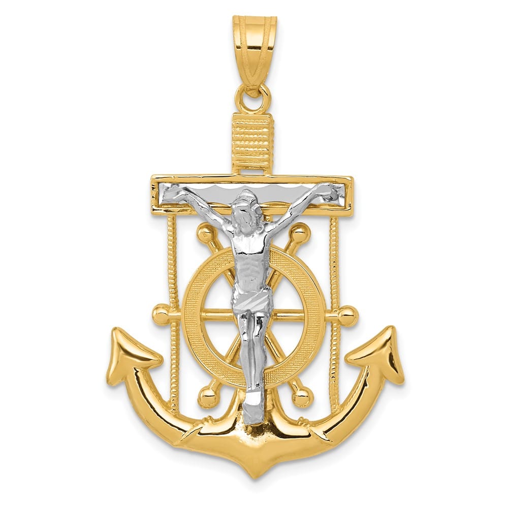 Lovely Rita's Pendants & Charms 10K Two-Tone Gold Polished D.C. Extra Large Mariner's Crucifix Pendant
