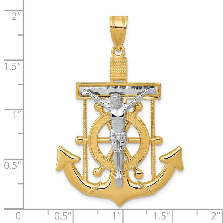Lovely Rita's Pendants & Charms 10K Two-Tone Gold Polished D.C. Extra Large Mariner's Crucifix Pendant