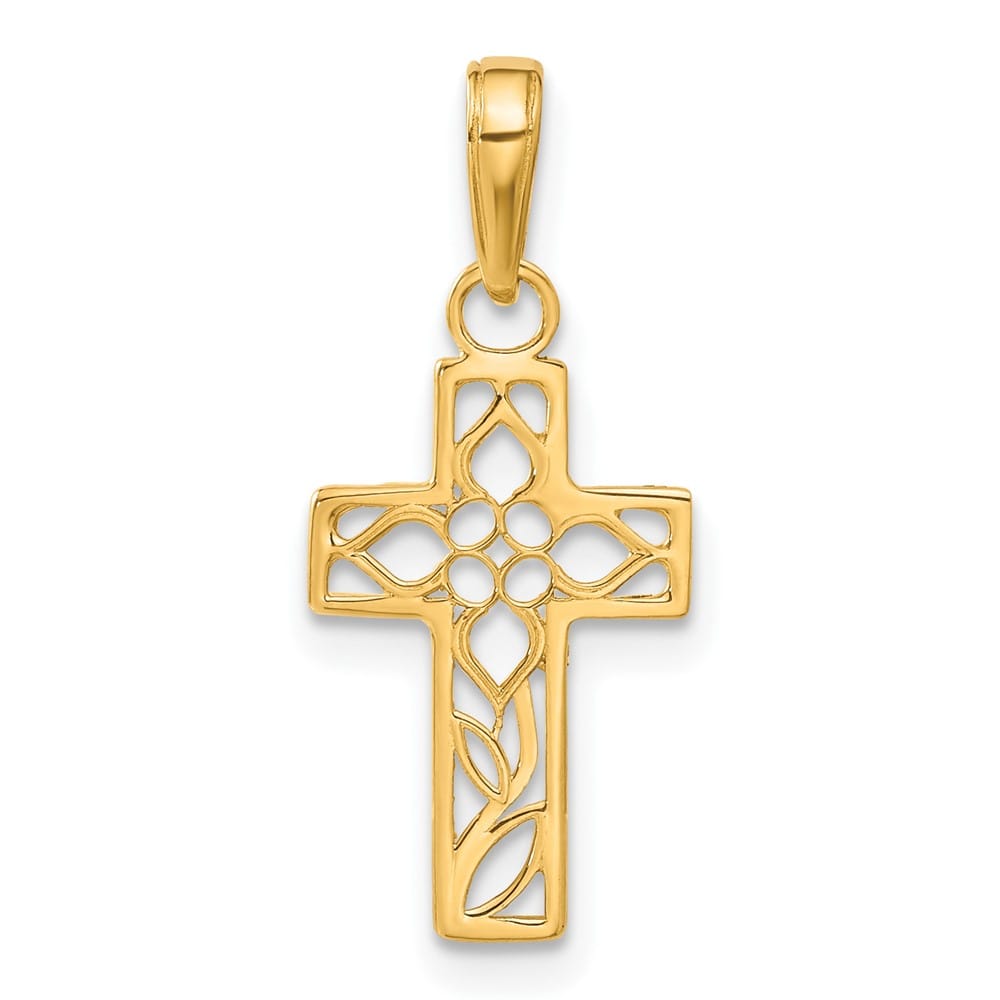 Lovely Rita's Pendants & Charms 10K Yellow Gold Polished D.C. Medium Filigree Latin Cross Pendant