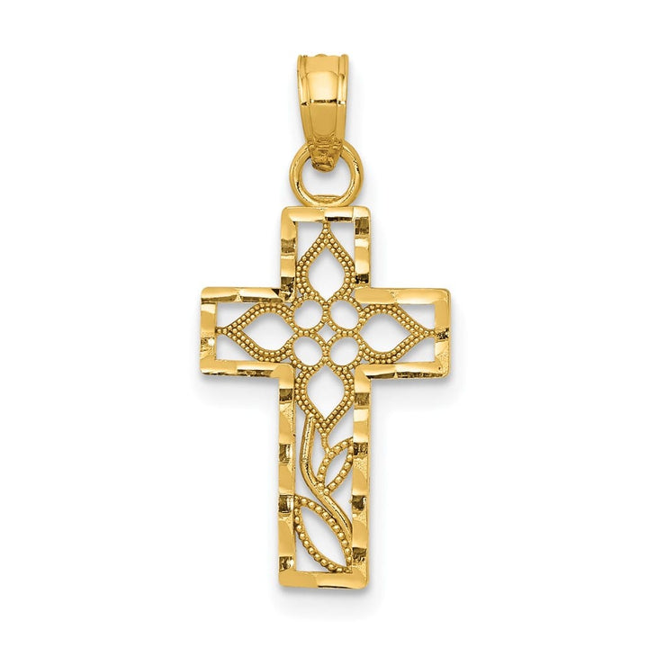 Lovely Rita's Pendants & Charms 10K Yellow Gold Polished D.C. Medium Filigree Latin Cross Pendant