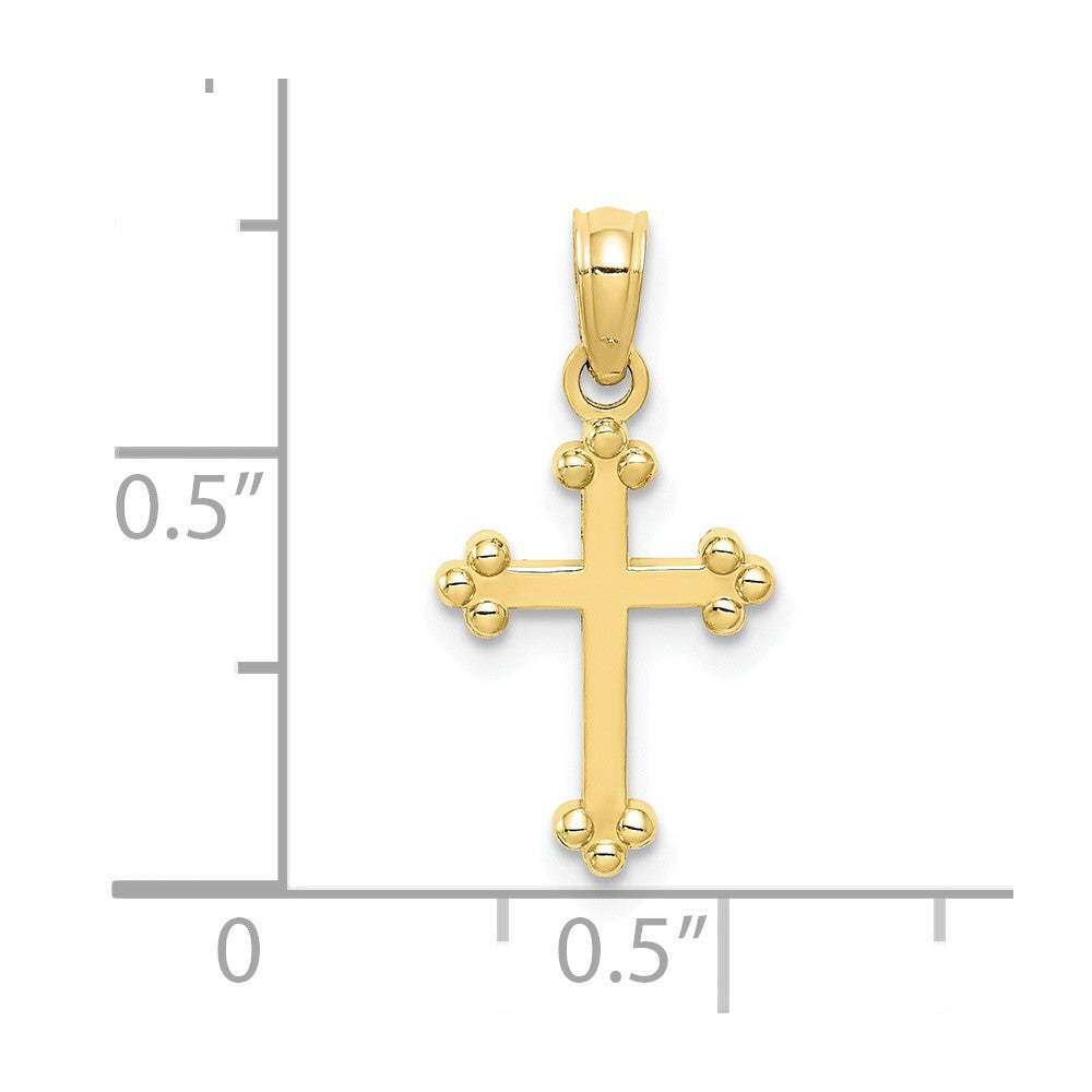 Lovely Rita's Pendants & Charms 10K Yellow Gold Solid Polished Medium Budded Cross Charm