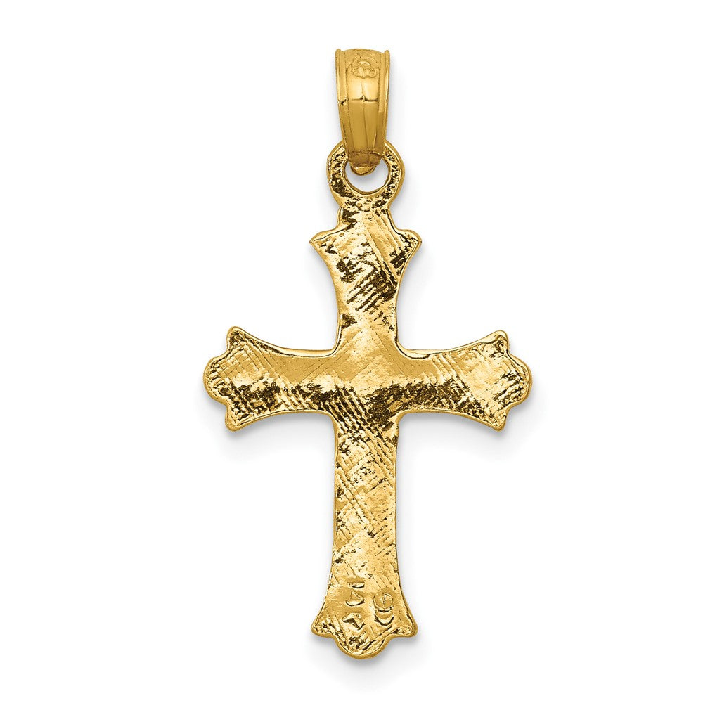 Lovely Rita's Pendants & Charms 10K Yellow Gold Solid Polished Large Budded Cross Charm