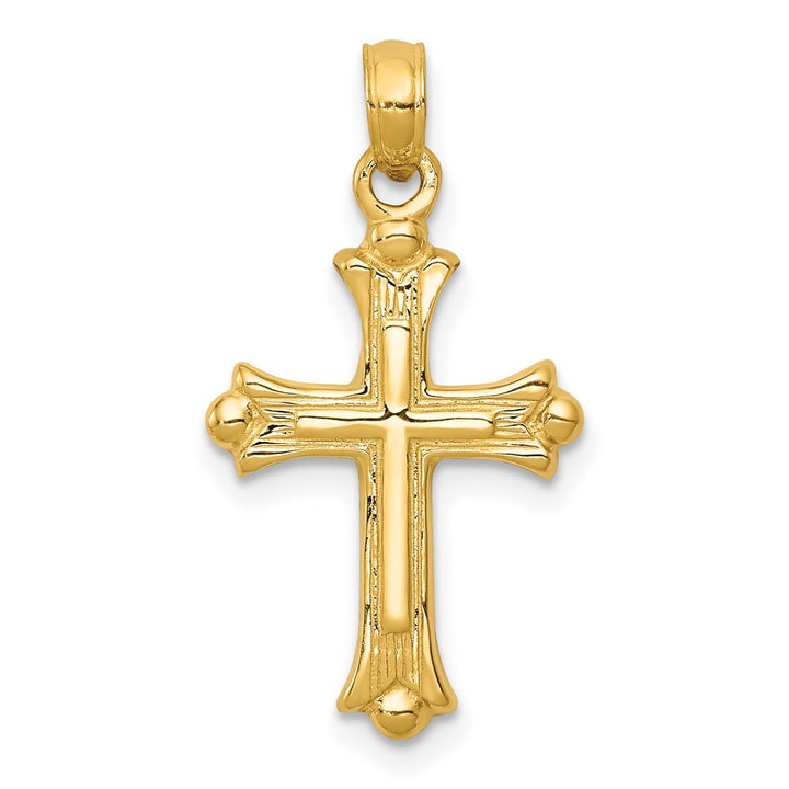 Lovely Rita's Pendants & Charms 10K Yellow Gold Solid Polished Large Budded Cross Charm