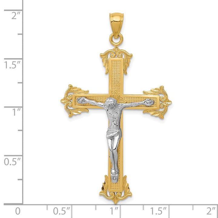 Lovely Rita's Pendants & Charms 10K Two-Tone Gold Polished Extra Large Fleur de Lis Crucifix Pendant