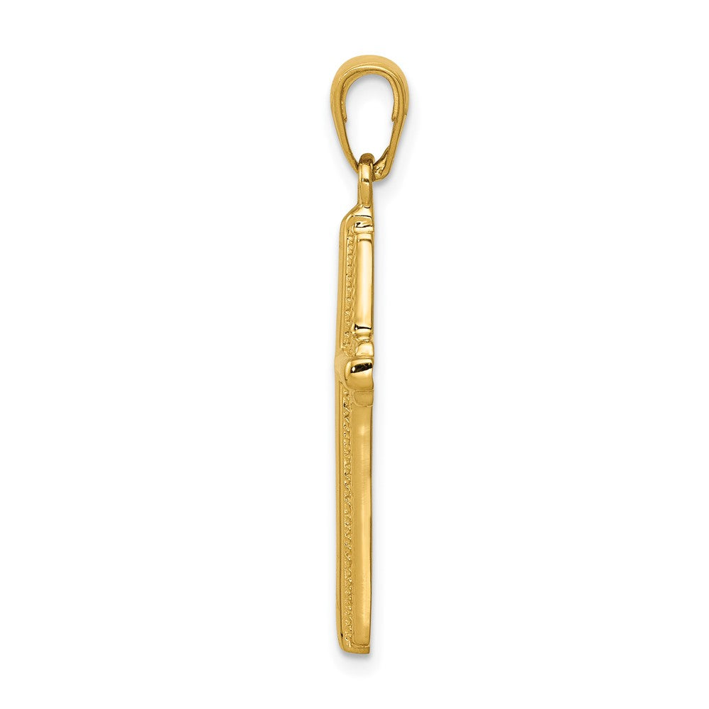 Lovely Rita's Pendants & Charms 10K Yellow Gold Polished Large Latin Cross with Striped Border Pendant