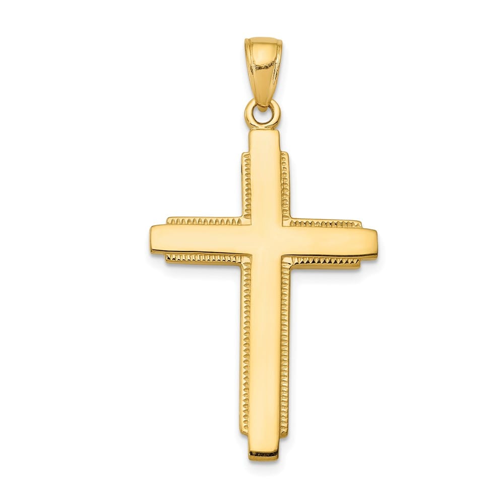 10K Yellow Gold Solid Polished Extra Large Latin Cross Pendant