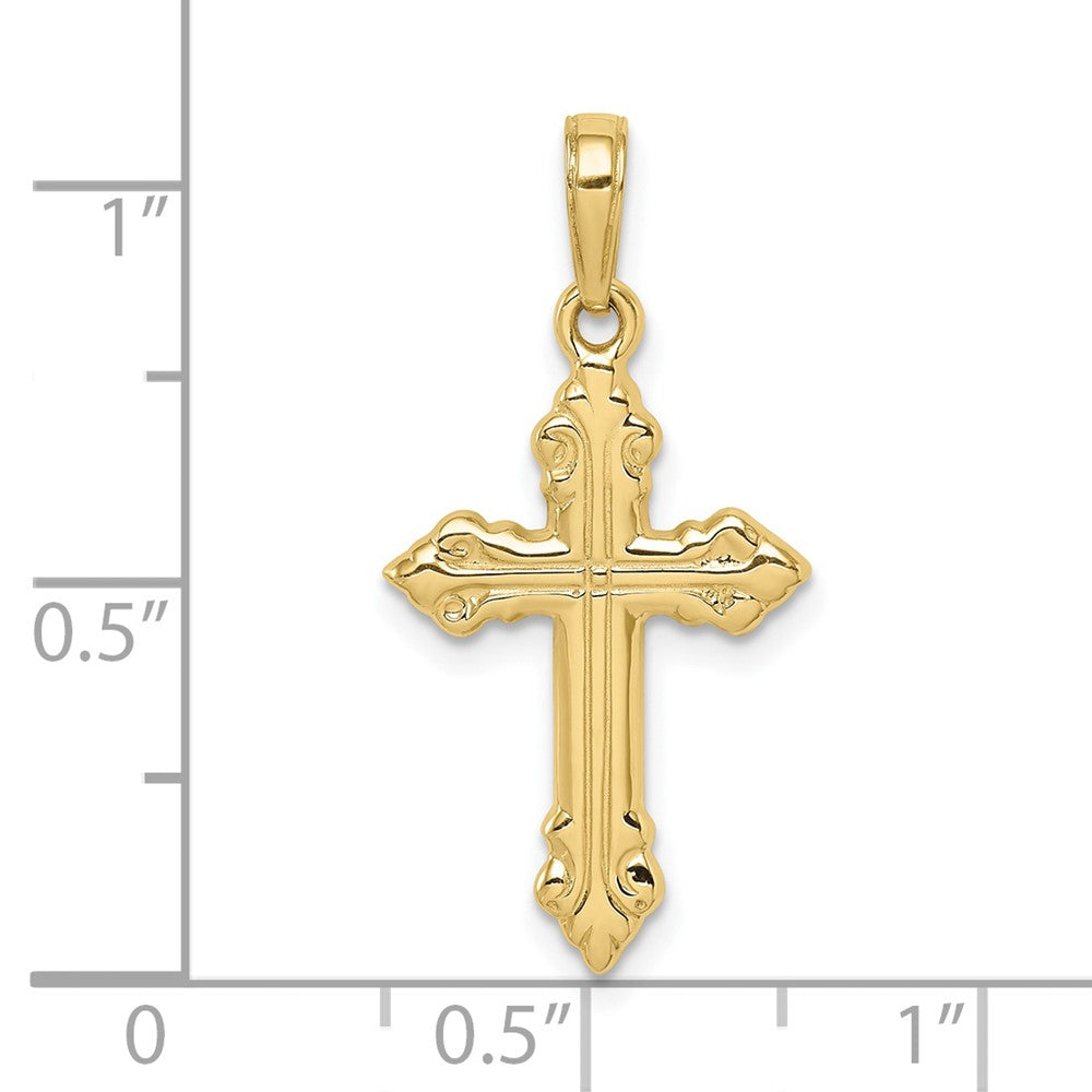 Lovely Rita's Pendants & Charms 10K Yellow Gold Solid Polished Large Budded Cross Pendant