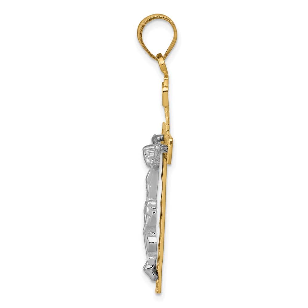 Lovely Rita's Pendants & Charms 10K Two-Tone Gold D.C. Extra Large Block Lattice Crucifix Pendant